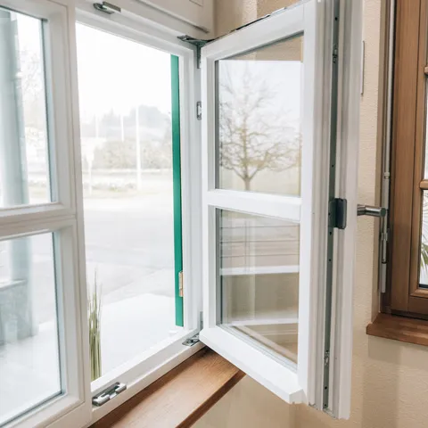 Holz Sprossenfenster mit viel Licht Weiße Holz Sprossenfenster geöffnet